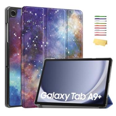 Imagem de UUcovers Capa para tablet Samsung Galaxy Tab A9 Plus/A9+ 5G 27.9 cm modelo 2023 (SM-X210/X216/X218), suporte de visualização em vários ângulos, capa fina e rígida com três dobras com função de