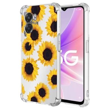 Imagem de Sidande Capa para OnePlus Nord N300 5G/OPPO A57 5G/OPPO A77 5G/Realme Q5i 5G/Realme V23 5G/Realme V23i 5G, Capa protetora de telefone TPU flexível flexível transparente para OPPO A57 5G girassol
