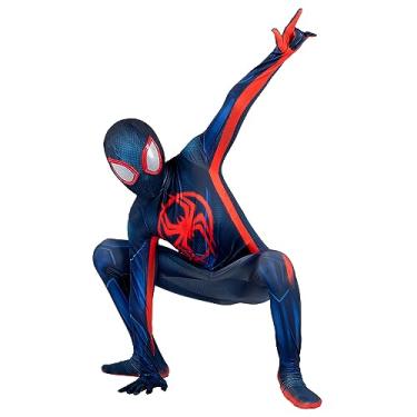 Imagem de MARVEL Miles Morales Fato oficial juvenil Zentai Deluxe - Macacão de elastano com design estampado e máscara de elastano destacável com olhos de plástico