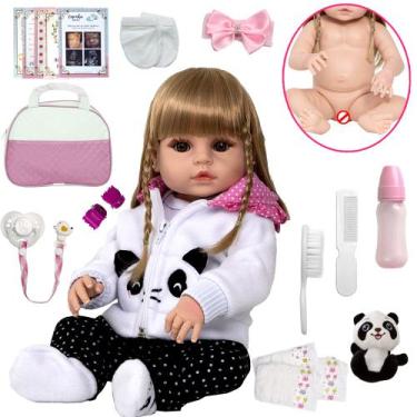 Imagem de Bebê Reborn Recem Nascida Pandinha Loira Linda Pode Molhar - Cegonha R
