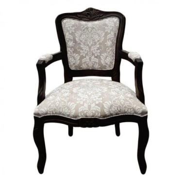 Imagem de Poltrona Luis XV - Imbuia Escura com Floral - Tommy Design - Móveis La