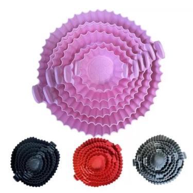 Imagem de Kit C/6 Formas de Silicone Para Air fryer Tamanho Variados - Ofertas T