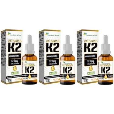Imagem de 3x Vitamina K2 Menaquinona 120 mcg 20ml - Sabor Laranja - Flora Nativa