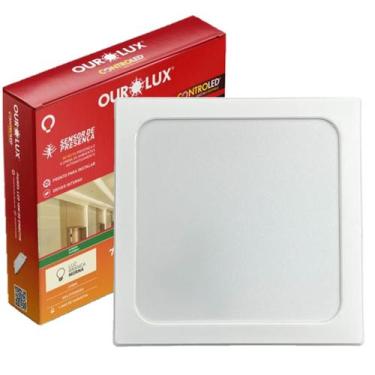 Imagem de Kit 2 Plafon Quadrado Embutir 18w Sensor Presença 2700K Amarela - Ouro