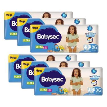 Imagem de Kit 6 Fraldas Babysec Galinha Pintadinha Ultrasec Mega Tamanho XG 30 u