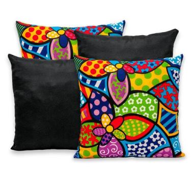 Imagem de Kit 4 Capas de Almofada Lisa e Estampada 40x40 Zíper Gorgurinho - BEM 