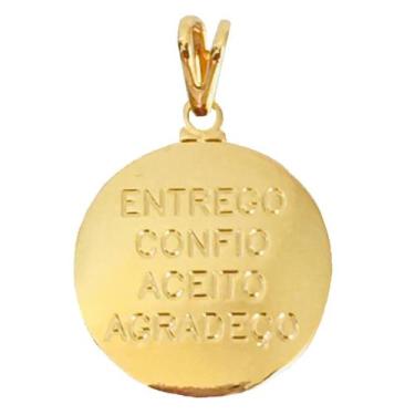 Imagem de Pingente Medalha Entrego Confio Aceito Agradeço Banhado a Ouro 18k + C