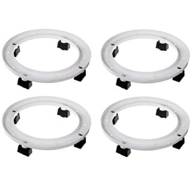 Imagem de Kit 4 Suportes Botijão de Gás C/ Rodas Branco 28,5x5Cm - Nitron