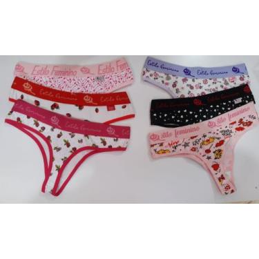 Imagem de Kit 6 Calcinhas Fio Dental Algodão Com Cós Estampada - Dani Lingerie ,