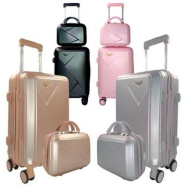 Imagem de Kit 2Mala de Bordo Viagem Pequena em Abs + 2 Frasqueira de Mão - Kingl