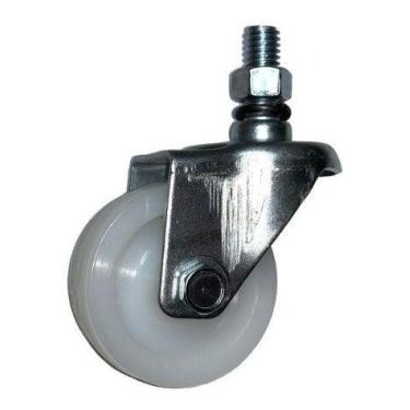 Imagem de Rodizio Fixo Haste Rosca 3/8'' Roda 2pol. Nylon Branco 80kg - ABCMAIOR