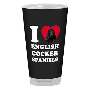 Imagem de Tree-Free Greetings Copo de cerveja PG04046 I Heart English Cocker Spaniels Artful Alehouse, 473 ml, preto