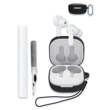 Imagem de WUNIAK Capa para Fones de Ouvido QCY T13 Buds, Protetora Completa de Silicone com Mosquetão, Antichoque e Antiderrapante, para Viagens - Preta