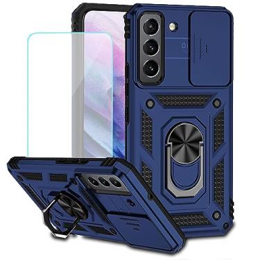 Imagem de Vokuha Capa para Galaxy S22 Plus, capa para Samsung S22+ 5G SM-S906U com protetor de tela de vidro temperado e capa deslizante para câmera, anel giratório de 360°, capa magnética para Samsung Galaxy