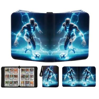 Imagem de Fichário de cartão de futebol com 900 bolsos, porta-cartões esportivos de futebol com 50 mangas removíveis, bolso duplo lado, coleção de cartões esportivos de couro PU, álbuns colecionáveis de cartões