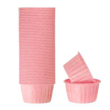 Imagem de HARFINGTON 50 peças de copos de cupcake de 100 ml, forros de papel para cupcake de tamanho padrão, embalagens à prova de gordura descartáveis para casamento, aniversários, Natal, sobremesa, rosa