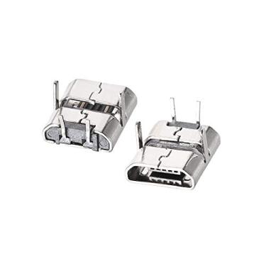 Imagem de uxcell 10 peças conector micro USB fêmea 2 pinos DIP adaptador de substituição de 90 graus