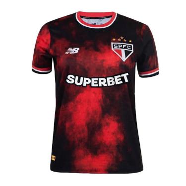 Imagem de CAMISA NEW BALANCE SÃO PAULO F.C III 2024 FEMININA - TORCEDORA - PTO/VERM PP-Feminino