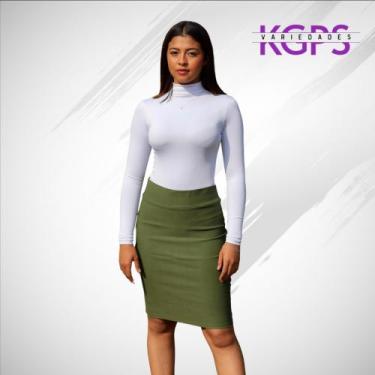 Imagem de Saia Lápis Mídy Basica Elegante Tecido Bengaline - Verde Militar - Cow