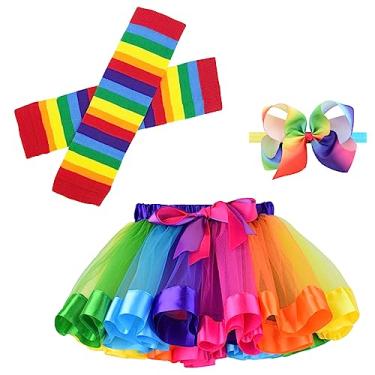 Imagem de BGFKS Saia tutu de tule arco-íris para bebês recém-nascidos, conjunto de roupa para fotografia para meninas 1º aniversário (arco-íris-2, P, 0-24 meses)