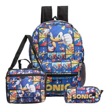 Imagem de Kit Mochila Sonic 2 Costa E Estojo E Lancheira Escolar - LOBETRIX