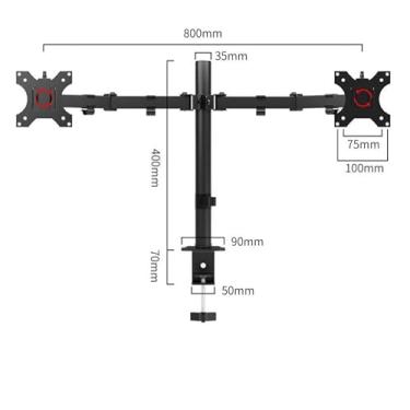 Imagem de Suporte Portátil Com Dupla Montagem de Mesa Para Monitor Com Bandeja Para Notebook Tela de 17" Até 32" (Monitor Duplo Z022)