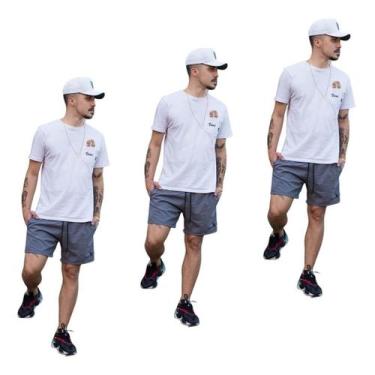 Imagem de Kit 3 Shorts Tactel Elastano Agua Praia Verão   398 - KSFRENTS, 3 cinz