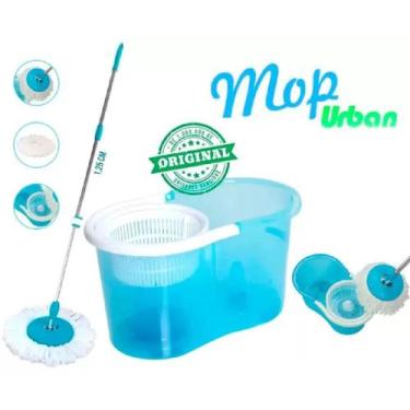 Imagem de Balde Mop Esfregao Com Cesto Plastico Cabo 1,25 Metros 2 Refis - PERFE