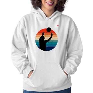 Imagem de Moletom Feminino Vôlei Vintage Sunset - Foca na Moda, Branco, P