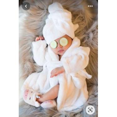 Imagem de Kit Roupão Infantil Para Bebê + Toalha Para Cabelo Tam 1 - Rainha Fash