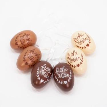 Imagem de Kit 36 Ovos de Páscoa Pendente Marrom Enfeitado Decoração - Gici Chris