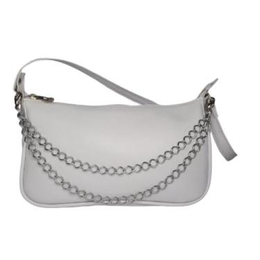 Imagem de Bolsa Baguete Branca Correntes - Estilo Cost