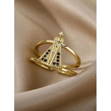 Imagem de Anel ajustável feminino nossa senhora - banhado a ouro 18k - ToJoia18k
