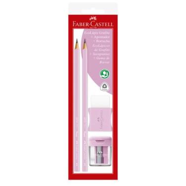 Imagem de Kit Lápis De Escrever Preto n.2 Apontador Borracha Faber Castell, Fabe