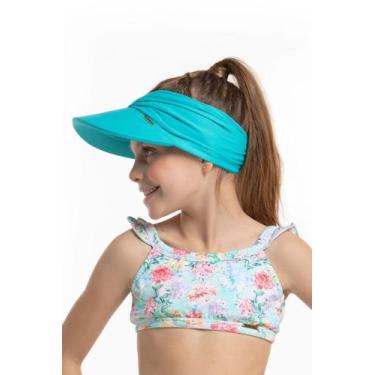 Imagem de Viseira Filtro UV 50+ Infantil Menina - Metida Moça, G, Azul turquesa 