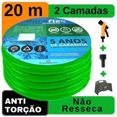 Imagem de Mangueira Quintal Siliconada Verde 20Metros + Suporte DuraFlex