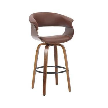 Imagem de Banco Betim Marrom Poliuretano Base Madeira - Rivatti