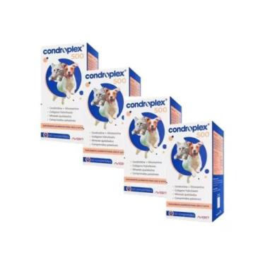 Imagem de Condroplex 500 Mg Suplemento Para Cães E Gatos 60 Comp Kit 4