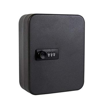 Imagem de VebaCidi Armário de Chaves de Aço com 20 Etiquetas de Chave, Caixa de Bloqueio de Segurança com Fechadura de Combinação, Cofre de Chave Preto Montado Na Parede (20 Chaves)