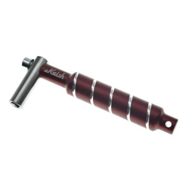 Imagem de KAISH Chave de afinação de bateria universal vermelha com haste de aço para bateria acústica/eletrônica. Estilo L