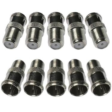 Imagem de Adaptador de TV tipo F macho para fêmea tipo F, plugue de pressão rápida, converte cabo coaxial de TV, parafuso de TV para conector adaptador push-in, pacote com 10
