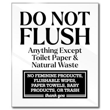 Imagem de Placa acrílica Do Not Flush para banheiro, placa de produtos femininos 12 x 15 cm, branca, Please Do Not Flush Anything, exceto placa de papel higiênico, compatível com Airbnb Essentials para