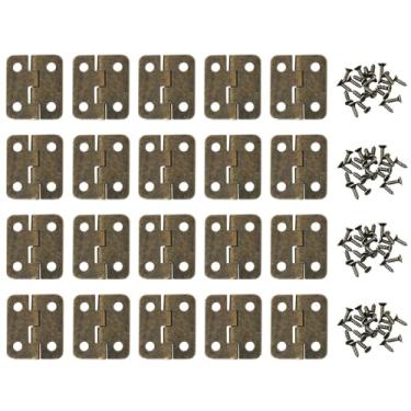 Imagem de DGBRSM 20 peças mini dobradiças vintage com parafusos de montagem para caixas de presente, armários de casa de boneca, modelos faça você mesmo, 18 x 16 mm, bronze, dobradiças em miniatura, dobradiças