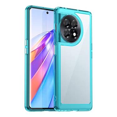 Imagem de HTXWXJC Capa para OnePlus 11R, OnePlus Ace 2 PHK110, capa rígida de policarbonato transparente à prova de choque fina para OnePlus 11R azul transparente
