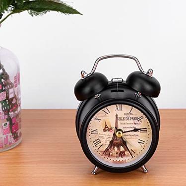 Imagem de Despertador Digital de Metal Mini Mudo Com Luzes Sino Quarto Estudante (Preto)