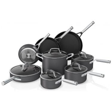 Imagem de Conjunto de Panelas e Frigideiras Antiaderentes 13 Peças em Aço Anodizado, Ninja C39600, Preto