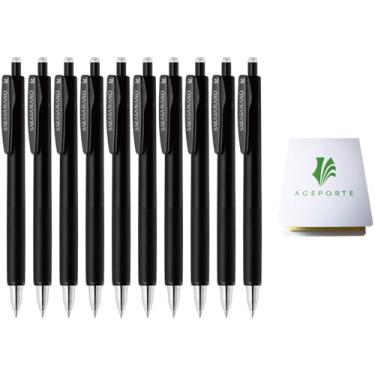 Imagem de ZEBRA SARASA NANO Caneta esferográfica de gel 0,38 mm, pacote com 10 (preta) com notas adesivas