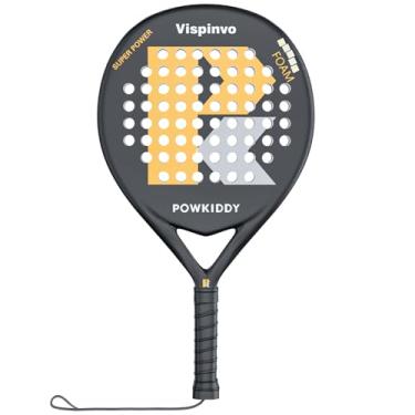 Imagem de Vispinvo Raquete de padel com superfície de fibra de carbono, espuma viscoelástica EVA Flex Core Pala Padel, raquete de tênis de praia de 38 mm para adultos/homens/mulheres, uma raquete de remo ideal