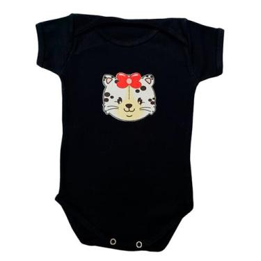 Imagem de Body Manga Curta Gatinha Laço Vermelho - Mellane Baby, G, Preto