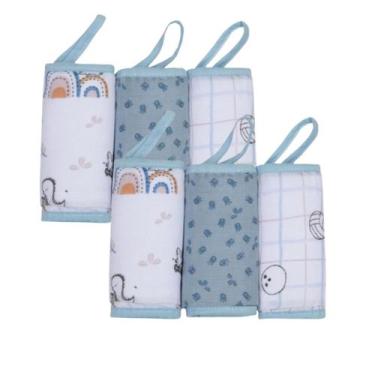 Imagem de Pano de Boca Bebe Soft Fralda  Kit 6 Un 100 Algodão Dinossauro Enxoval